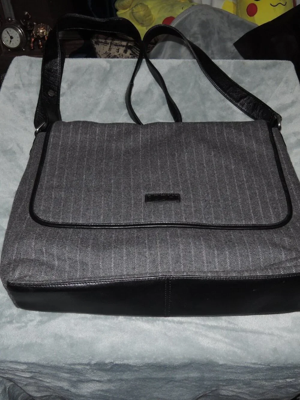 Bodhi Laptop Bag Gray with Light Gray Stripes Black Trim